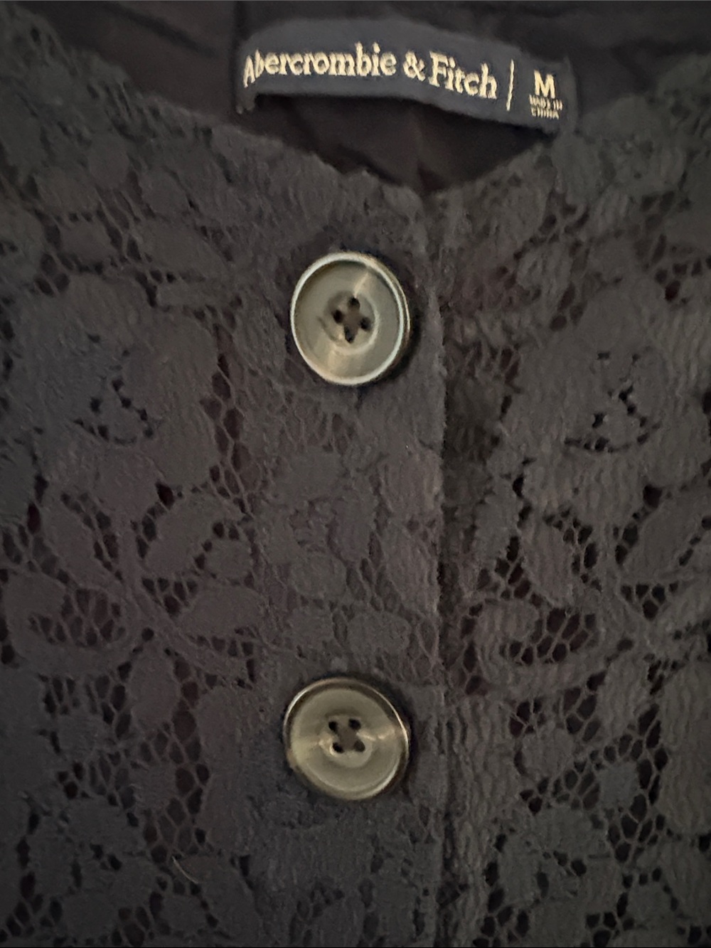 Abercrombie & Fitch Navy Lace Button-Front Mini Dress - Picture 3 of 8